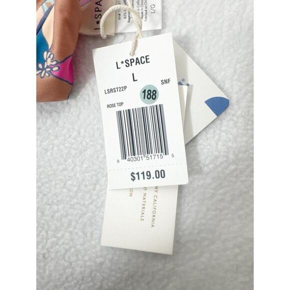 NWT L*Space Rose Bikini Top Floral Print Sz L $119 - Picture 4 of 4